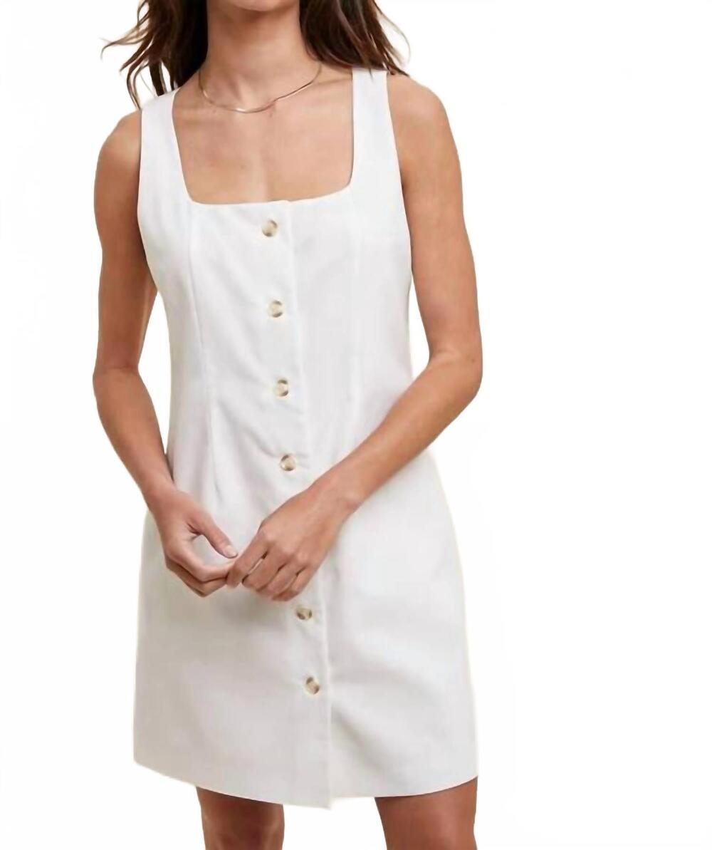 NEW WISHLIST button up linen mini dress in off white